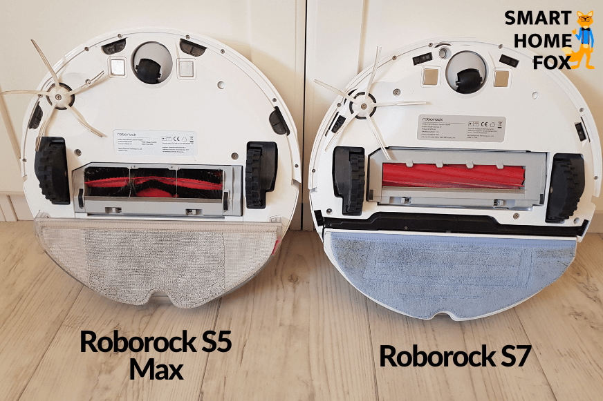 Нижняя сторона Roborock S5 Max и S7 крупным планом.